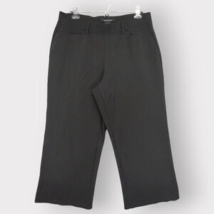 Ashley Stewart Dress Pants Women 16 Black Pockets‎ Wide Leg Stretch Cropped M29